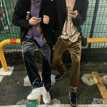 Vicxx GL style velvet trousers loose drop feel stitching wide leg pants Zhang Yixing same INS style
