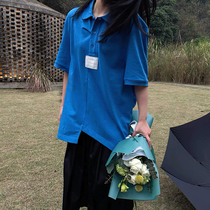 Vicxx produced We11done irregular design cut embroidery letter Tide brand loose POLO collar short sleeve tide