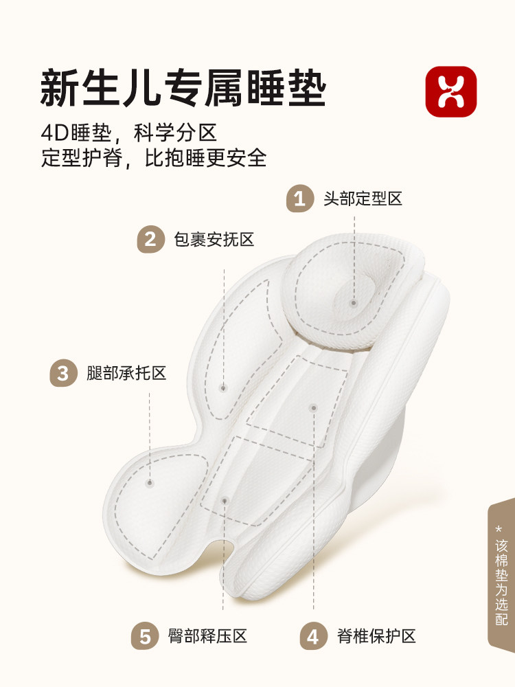 Hakada Newborn Double-Sided Sleeping Pad 0-6 Months Scientific Spine Protection Baby Dining Chair Rocking Chair Two-In-One Special Use