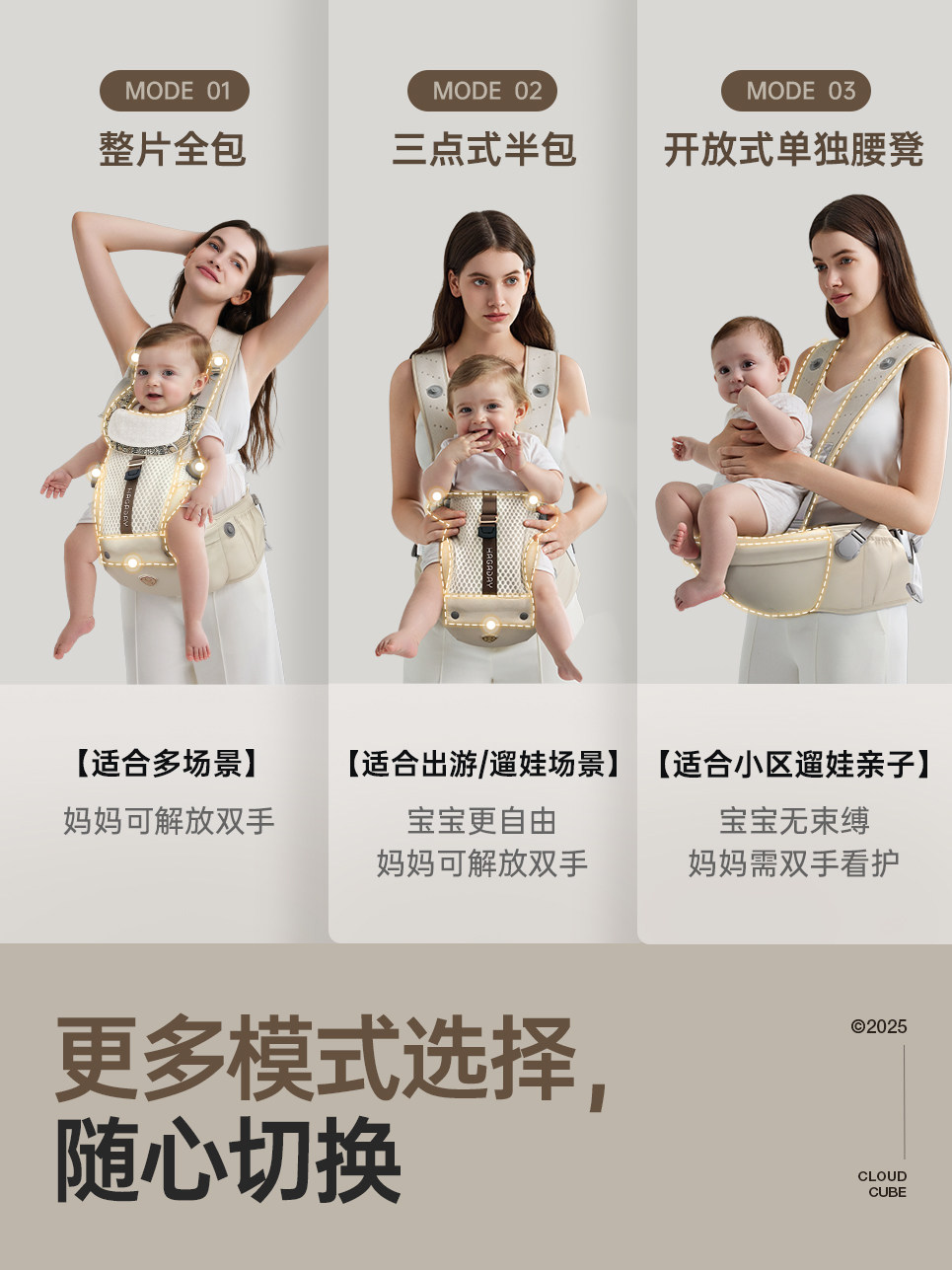 Hagaday Hakada Baby Waist Stool and Carrier 2-in-1, Lightweight for Toddlers, Suitable for All Seasons, a Baby-Carrying Tool for Outings