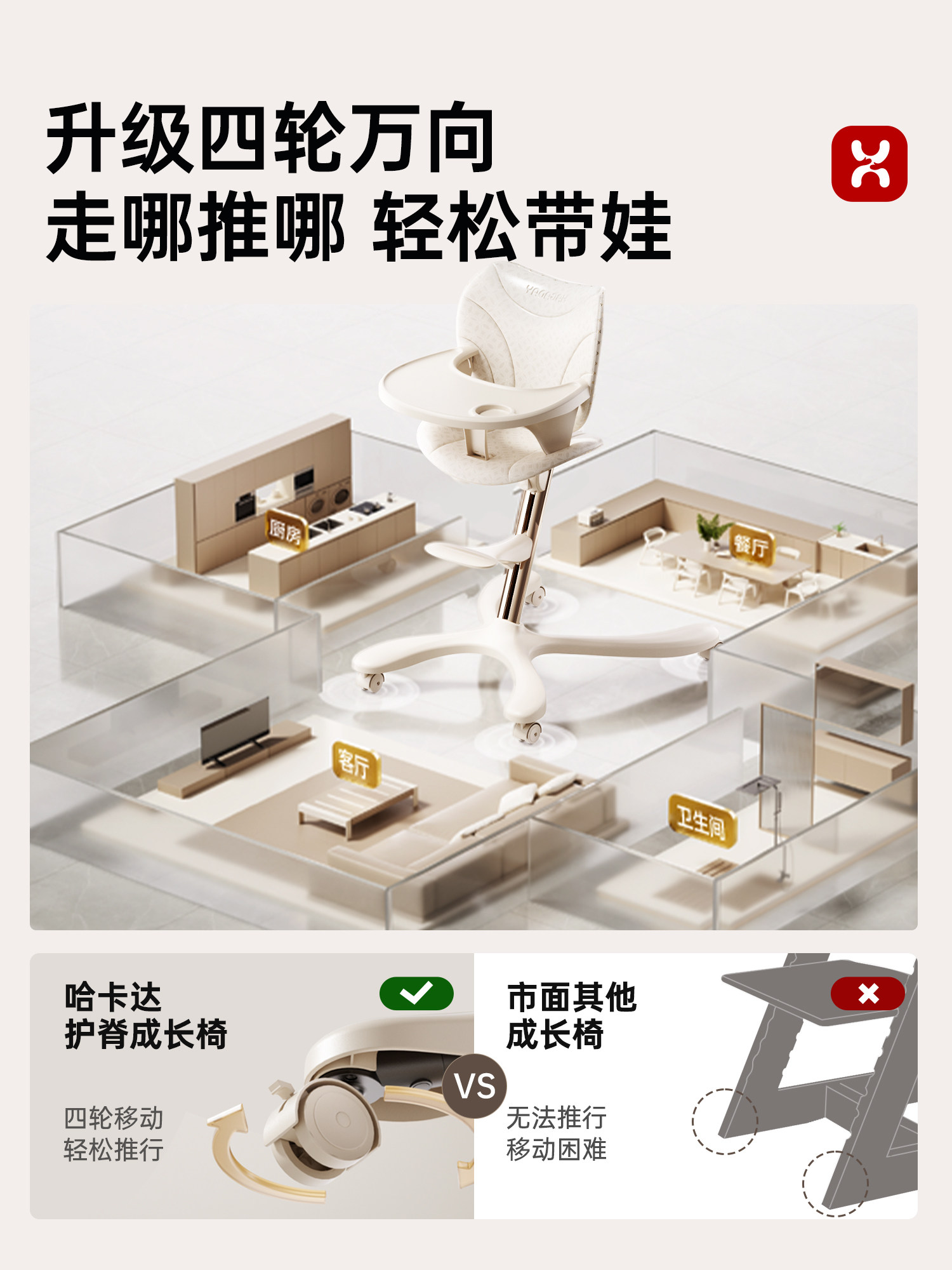 Hagaday Hakada High Chair Baby Dining Chair Children's Eating and Learning Chair Home Multifunctional Dining Table Chair