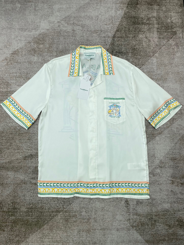 Casablanca Tennis Portrait Color-Blocked Short-Sleeved Shirt Suit High Street