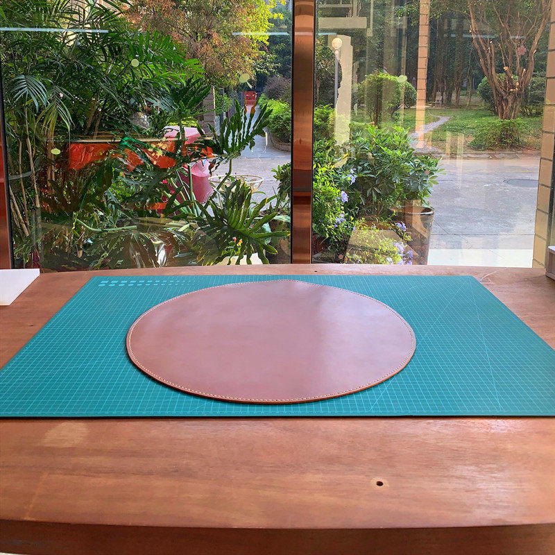 Tea table leather mat imported head skin mat hand pure cow fur leather writing table mat 2 mm
