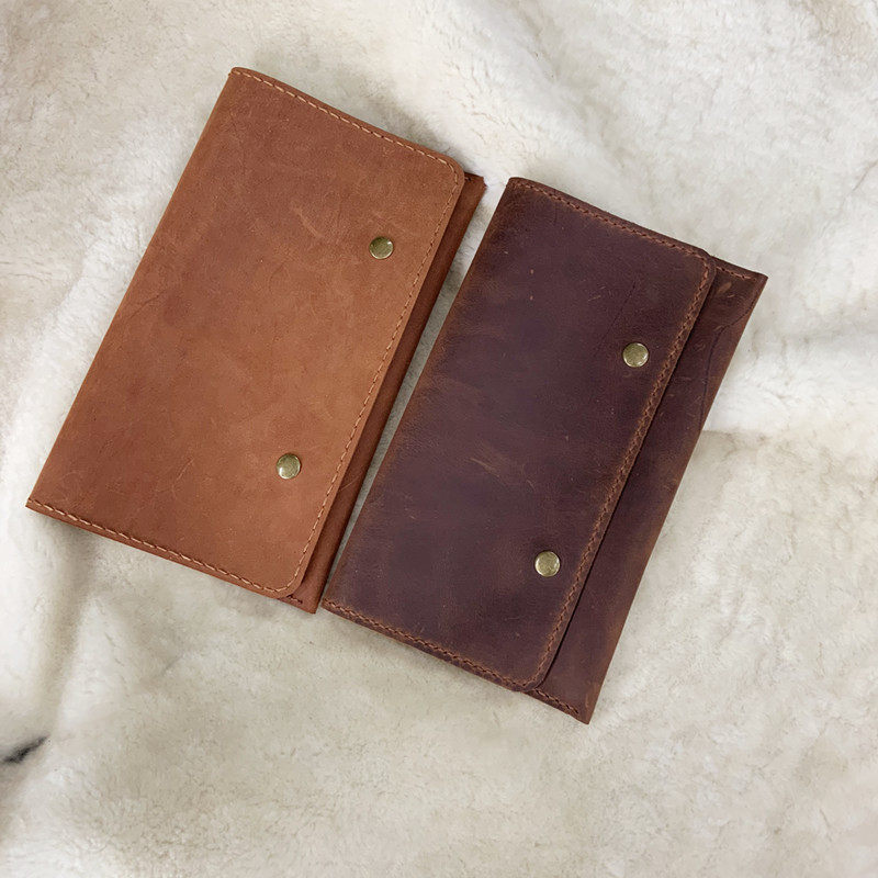 Headlayer cow leather handbag handbag containing bag long version leather clip handmade digy genuine leather leather material wallet card bag