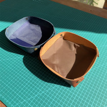 Real Leather Tray Handmade Head Layer Scaly Bull Leather Leather Leather Material Pure Cow Leather Key Containing Leather Case Storage Leather Case