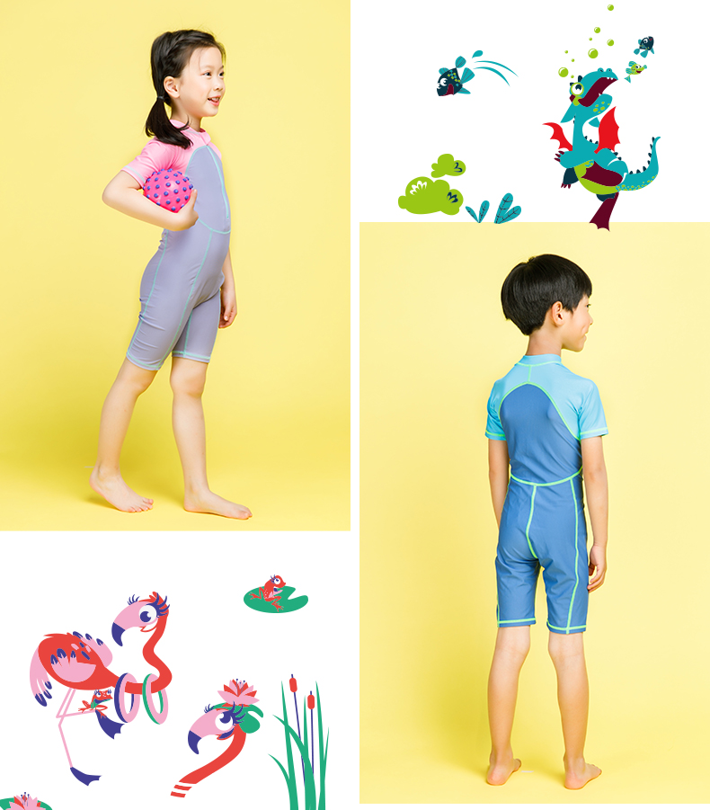 Áo chống nắng cho trẻ em Decathlon áo tắm một mảnh áo tắm quần bơi phù hợp với bé gái và bé gái áo tắm nab k - Bộ đồ bơi của Kid đồ bơi be trai 12 tuổi