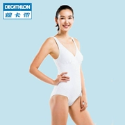 Decathlon chính thức thương hiệu áo tắm nữ bảo thủ liền mảnh bụng áo tắm thanh lịch trắng NAB E