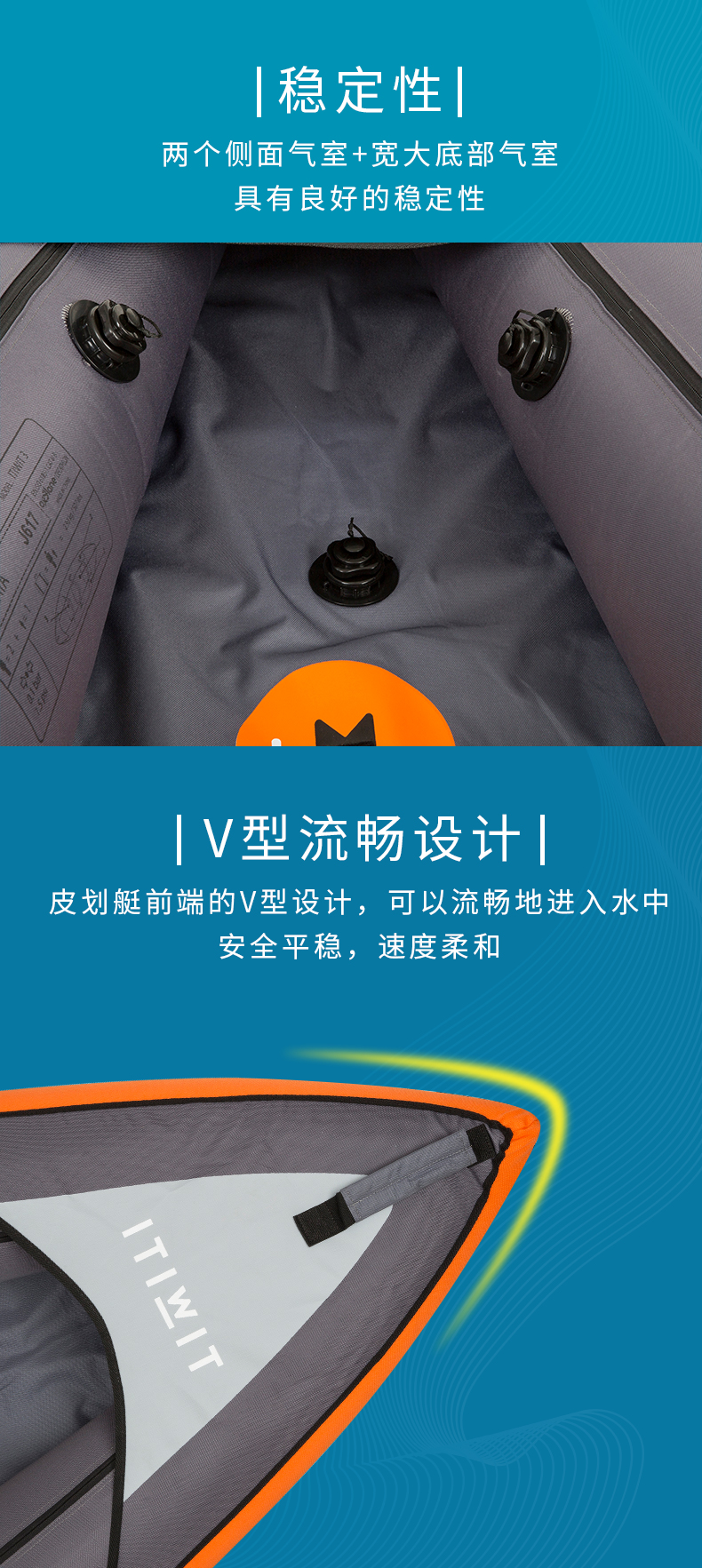 迪卡侬 黄色单人充气式皮划艇 图6
