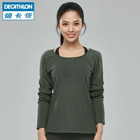 Áo thun thể thao Decathlon dài tay cotton nữ mùa thu và đông GYPW áo thun thể thao nam