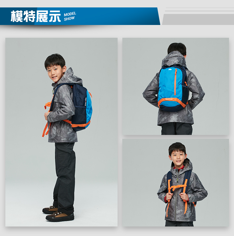 Decathlon trẻ em túi du lịch ngoài trời thanh niên đi bộ đường dài ba lô túi sinh viên 15L QUBP ba lo nam