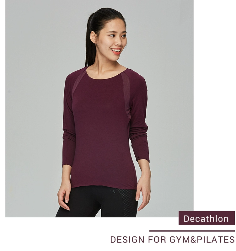 Áo thun thể thao Decathlon dài tay cotton nữ mùa thu và đông GYPW