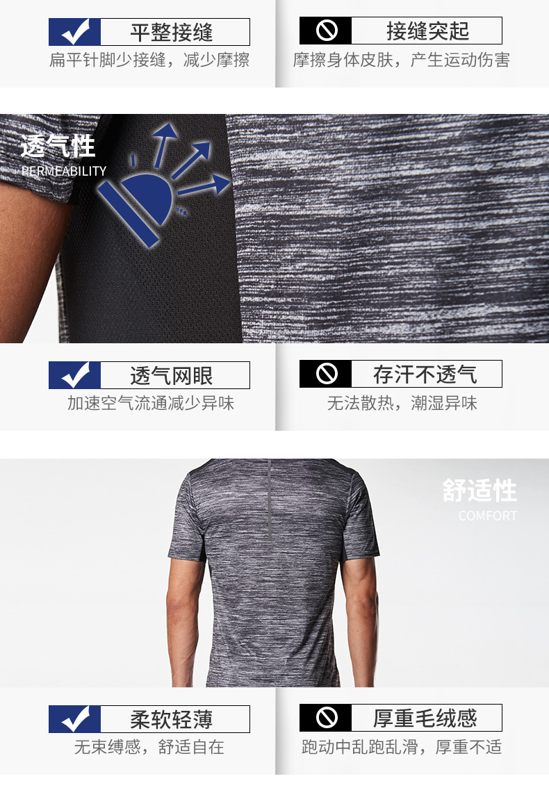 Decathlon thể thao T-Shirt nam mùa hè nhanh chóng làm khô ngắn tay thở mồ hôi thấm casual tập thể dục loose chạy nửa tay áo CHẠY U áo thun adidas nam cổ tròn