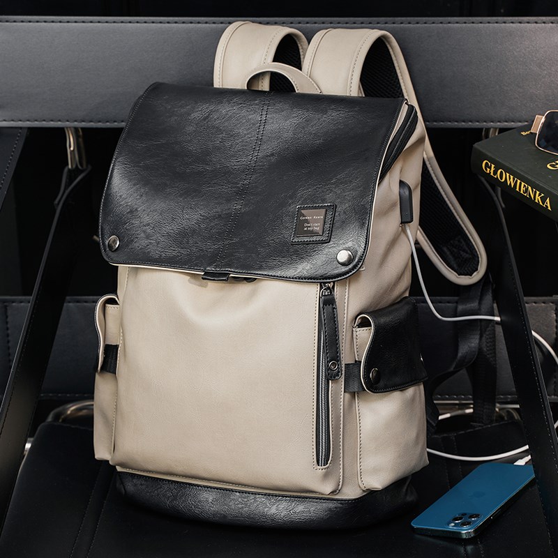 New Backpack Men's Package Casual Korean Fashion Trend Travel Package White Large Capacity Boys Bag Pack