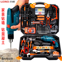 Lirui household hardware toolbox set waterworks woodworking repair combination electric manual set impact drill