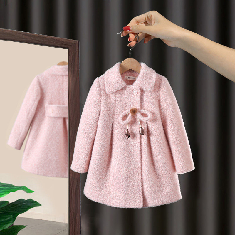 Girl child Son Coat Autumn Winter Clothing 2021 New Baby Medium Long Version Thickened Hydro Minke Fur Coats Children Foreign Pie