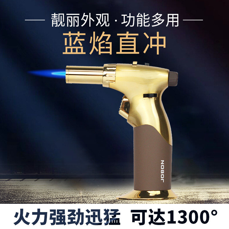 Mid-Bang Windproof Lighter Cigar Ignitor Moxibustion Spray Gun Inflatable High Temperature Welding Gun Straight Punch Lighter Point Fragrant Barbecue