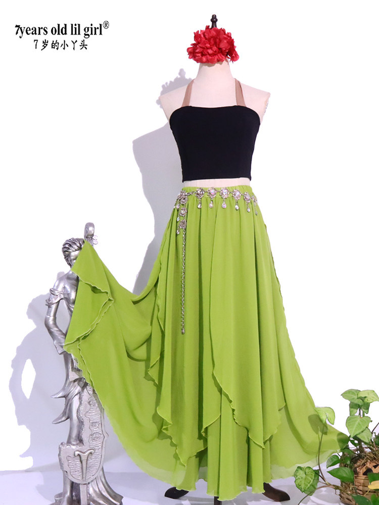 Dance Suit Classical Dance Belly Dance Down Dress Women 2023 New Pint Italian Snowspinning Four Corners Big Swing Dress EWW02-Taobao
