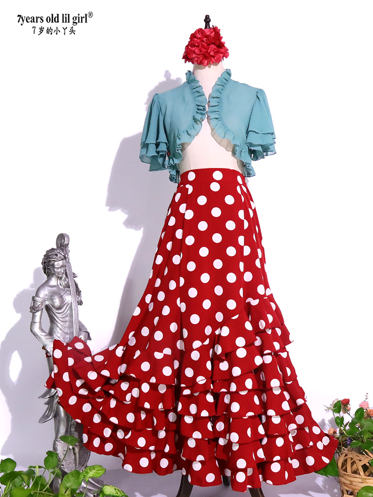 Dance suit hot pin Flamenco Flemengo Spanish dance dress Hip Lotus Leaf side dress Red GZ08-Taobao