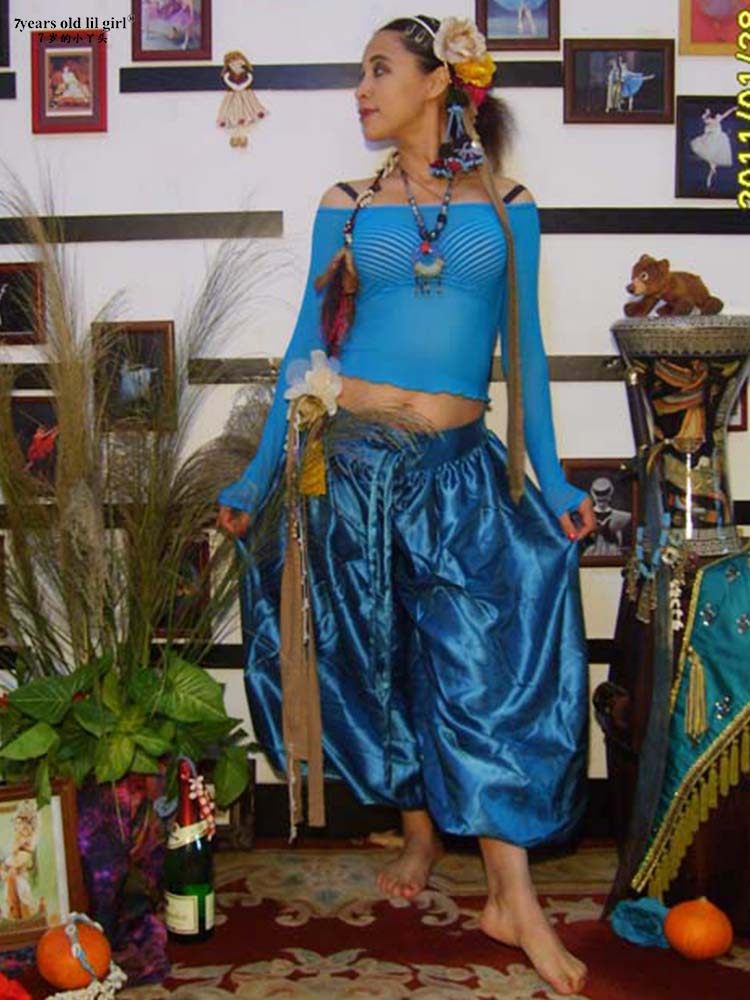 Dance suit hot pin belly leather dance Snowy light cage pants brand design GA39 -Taobao