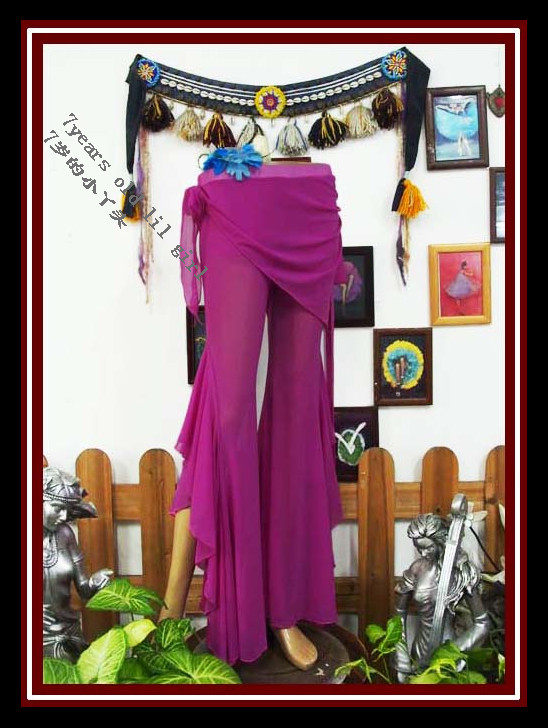 Belly dance pants original brand Taiwan water sand small fart curtain high side slits lotus leaf flared pants GC53