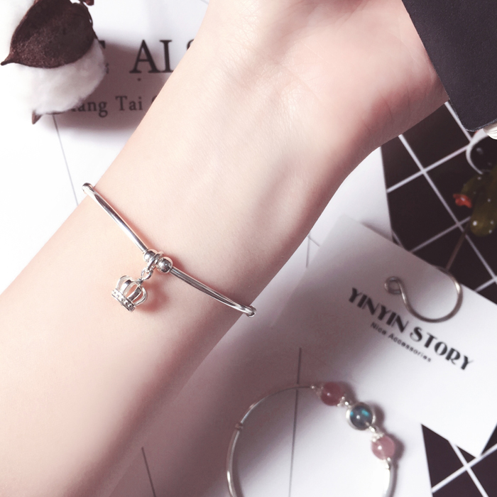 YINYIN CÂU CHUYỆN ■ tự nhiên tinh thể dâu tây moonstone thạch anh tím trắng bracelet sterling silver bracelet đột quỵ đào mật ong bạn gái