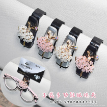 Car glasses clip car creative sun glasses storage box rack car with diamond clip convenient sun visor