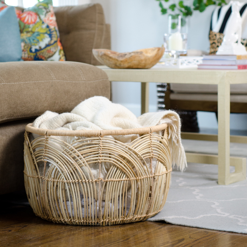 Rattan home American storage Rattan woven storage Natural storage Bed side clothes woven basket Nordic basket