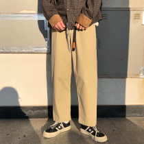  50% off homemade overalls Mens straight autumn all-match waist belt American retro loose overalls casual trousers