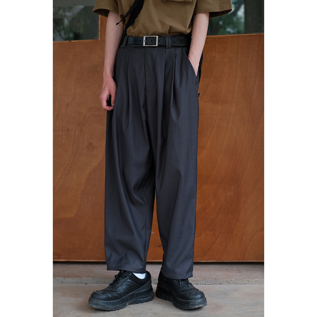 Homemade National Tide Pants Men's Fall Straight Barrel Loose 90% Pants Day Ensemble Retro Double Plexant Micro Wide Leg Casual Pants