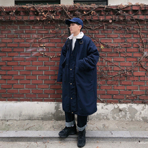  Cola life homemade lamb wool medium and long windbreaker men and women winter thickened loose and wild padded tooling jacket