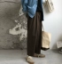 YAOKola Phong cách Nhật Bản cắt vải lanh thô mùa thu lỏng hoang dã đôi xếp li chín điểm quần thẳng quần dài nam nữ