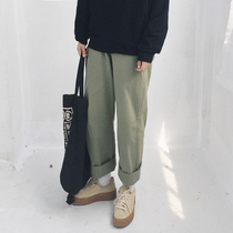 Special price homemade American loose Japanese retro Ami kachi army green straight tooling casual mens trousers