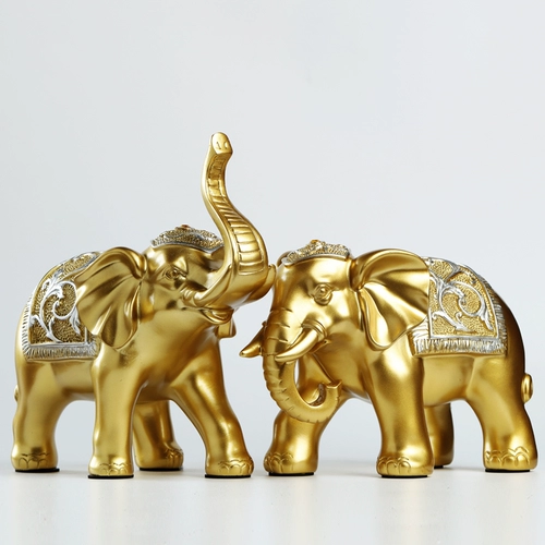 Украшения, поделки для украшения дома, счастливые слоны, современные легкие роскошные подарки, винные шкафы, офисная мебель из золотой смолы.