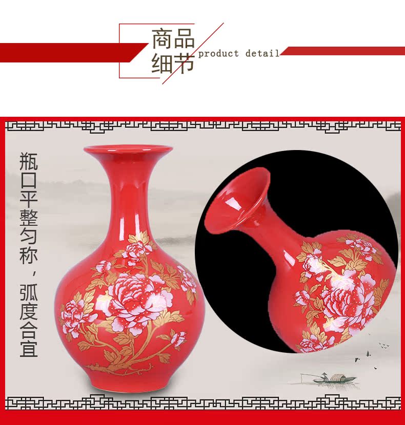 Mesa of jingdezhen ceramic vase creative furnishing articles Chinese red porcelain vase flowers, jingdezhen porcelain household act the role ofing is tasted