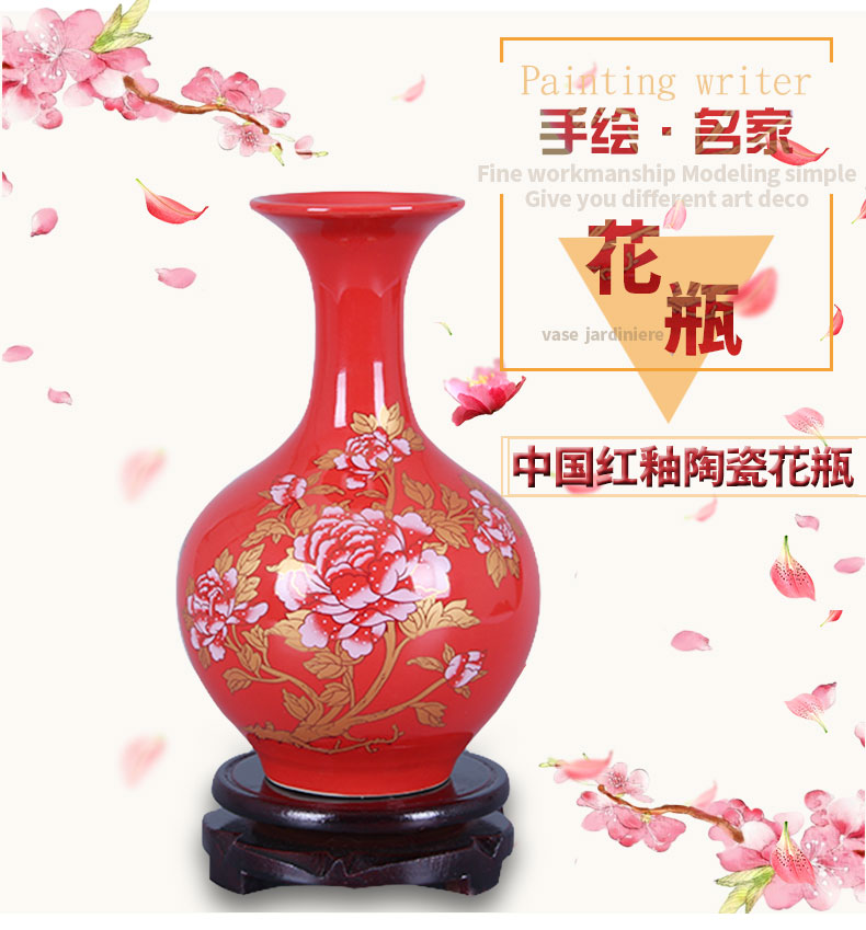 Mesa of jingdezhen ceramic vase creative furnishing articles Chinese red porcelain vase flowers, jingdezhen porcelain household act the role ofing is tasted