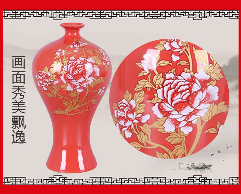 Mesa of jingdezhen ceramic vase creative furnishing articles Chinese red porcelain vase flowers, jingdezhen porcelain household act the role ofing is tasted