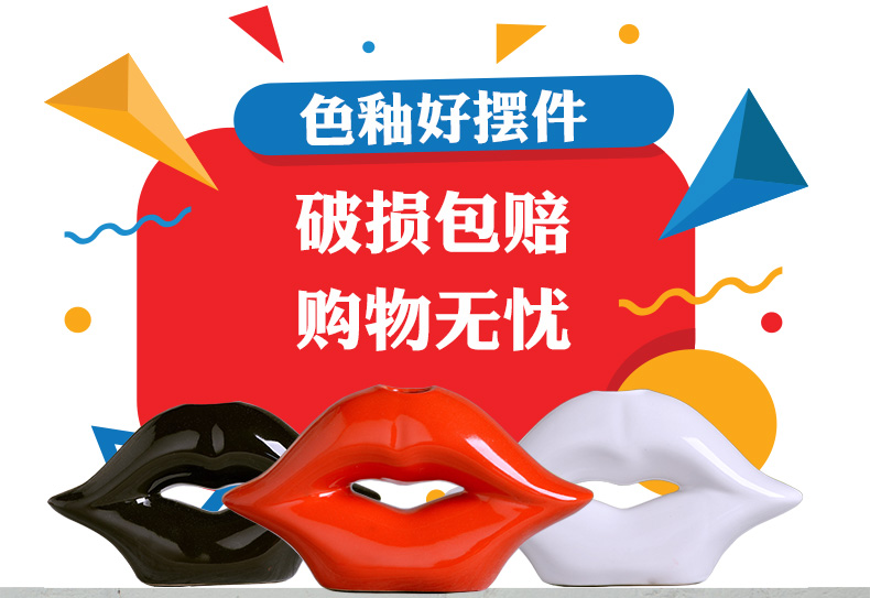 Household act the role ofing is tasted wine sitting room adornment small place, a creative wedding gift ceramics craft gift decoration red lips
