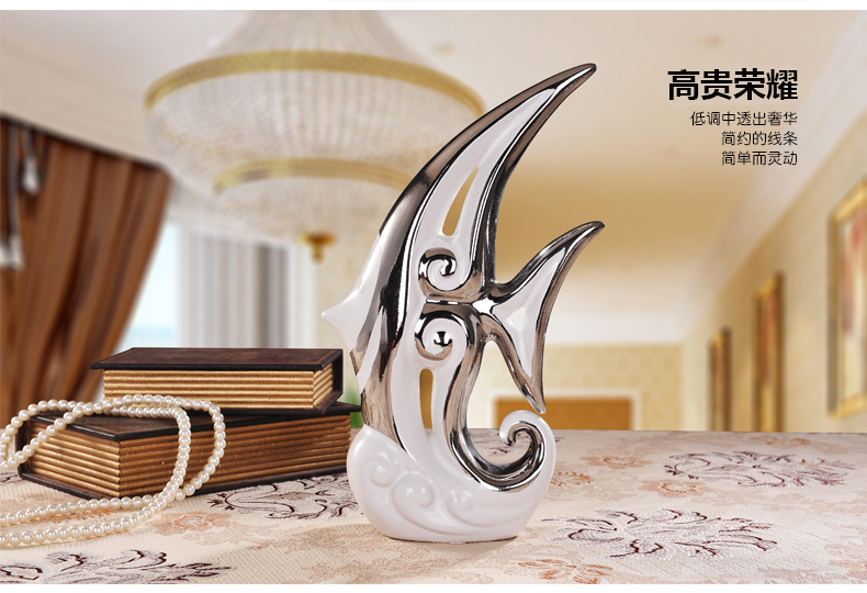 Strong sequence of jingdezhen modern ceramic arts and crafts sitting room adornment wedding gifts creative furnishing articles silver sea fish