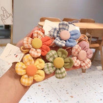 Korean childrens plaid flower hair rope hipster cute girl Hairband Princess baby tie hair