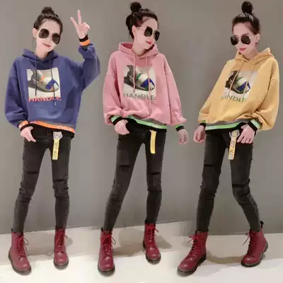 European station hooded sweatshirt women's loose Korean version of the 2021 spring and autumn new letter printing long-sleeved jacket European goods tide