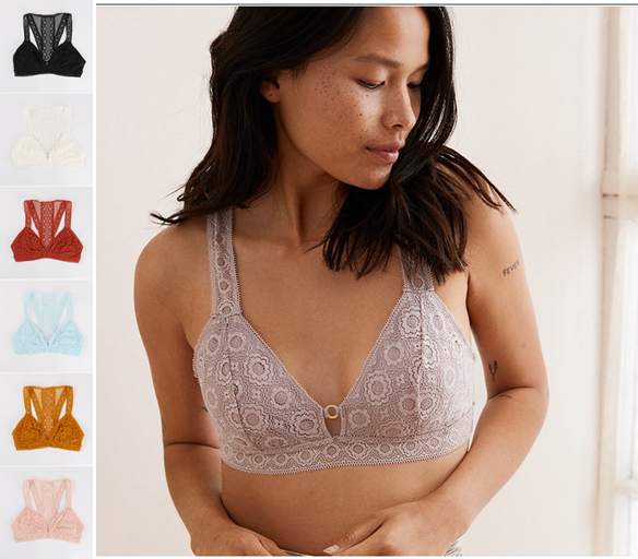 American AE ultra-thin lace no steel ring bralette triangle cup beauty back bra vest underwear female S-XXL