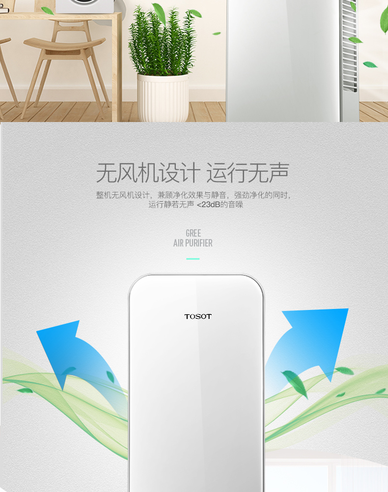 Máy lọc không khí TOSOT / Dasong Gree KJFD70A không có vật tư tiêu hao trừ khói bụi PM2.5 may loc khong khi