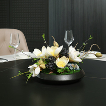 Hotel round table turntable artificial flower table flower arrangement flower high-end light luxury middle decoration decorative flower creative tea table flower