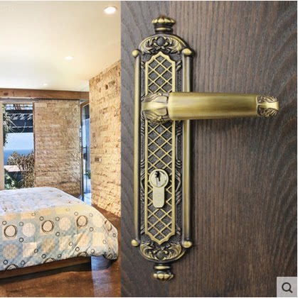 American copper lock indoor American door lock bedroom door lock European antique board hand lock solid wood full copper SM 3633