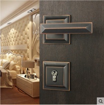 American copper lock black door lock minimalist American indoor square split lock room door bedroom handle lock ME1205