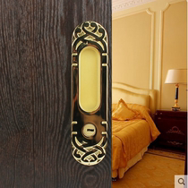 American pure copper mobile door lock golden push-pull hook lock Eurostyle wood door lock pvd bright gold full bronze imitation ancient moving door lock
