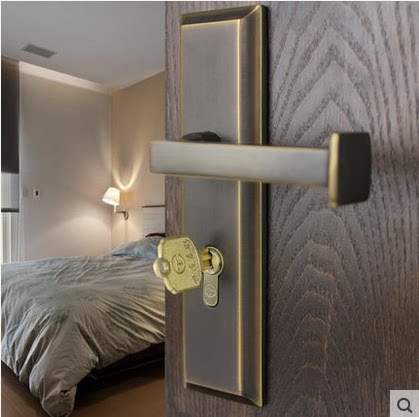 American copper lock Indoor American black door lock bedroom European-style square room door lock full copper Jane European SM 1212