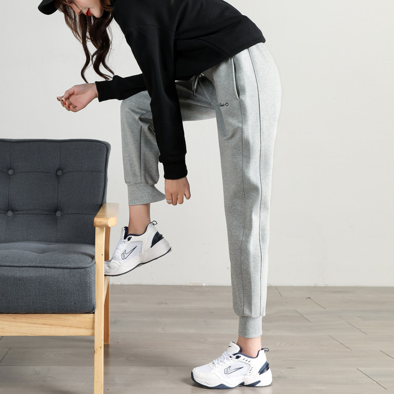 Grey Sports Pants Woman Loose Bunny Net Red Sweatpants Spring Autumn Thin 100 Lap Casual Pants Children's Chains