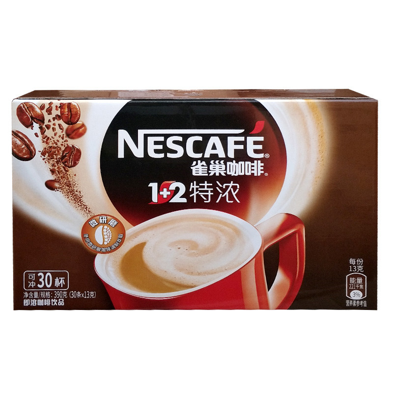 Nescafe 1+2 Extra Strong Instant Coffee 390g(30 *13g) can be made into 30 cups in a box