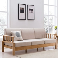 Nordic sofa gỗ rắn kết hợp giữa hiện đại căn hộ nhỏ phòng khách sofa vải nội thất gỗ sồi trắng Nhật Bản - Ghế sô pha sofa da nhập khẩu